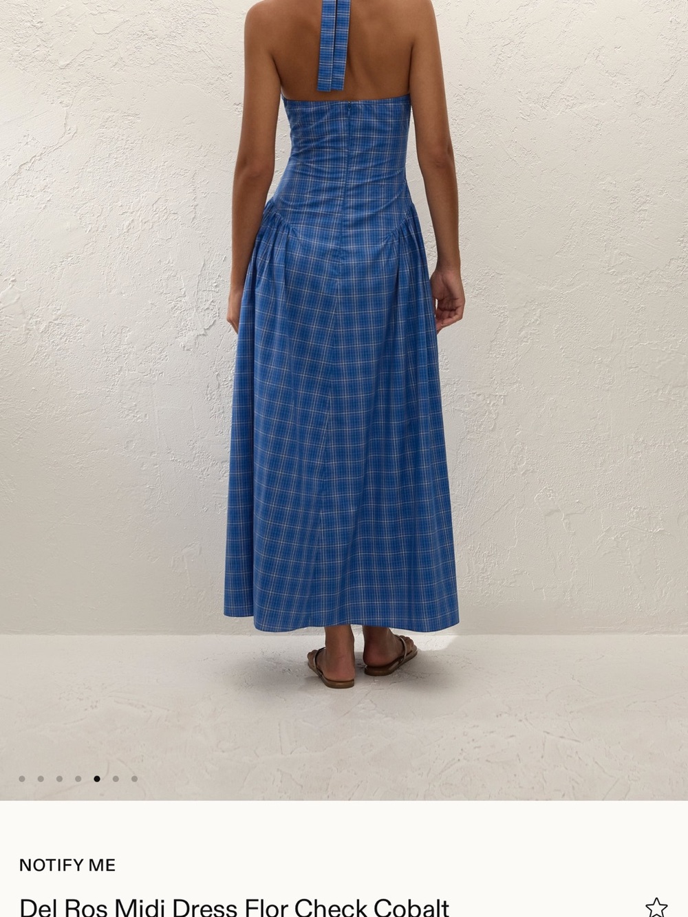 Faithfull the Brand Blue Plaid Halterneck Midi Skirt - Picture 3 of 6
